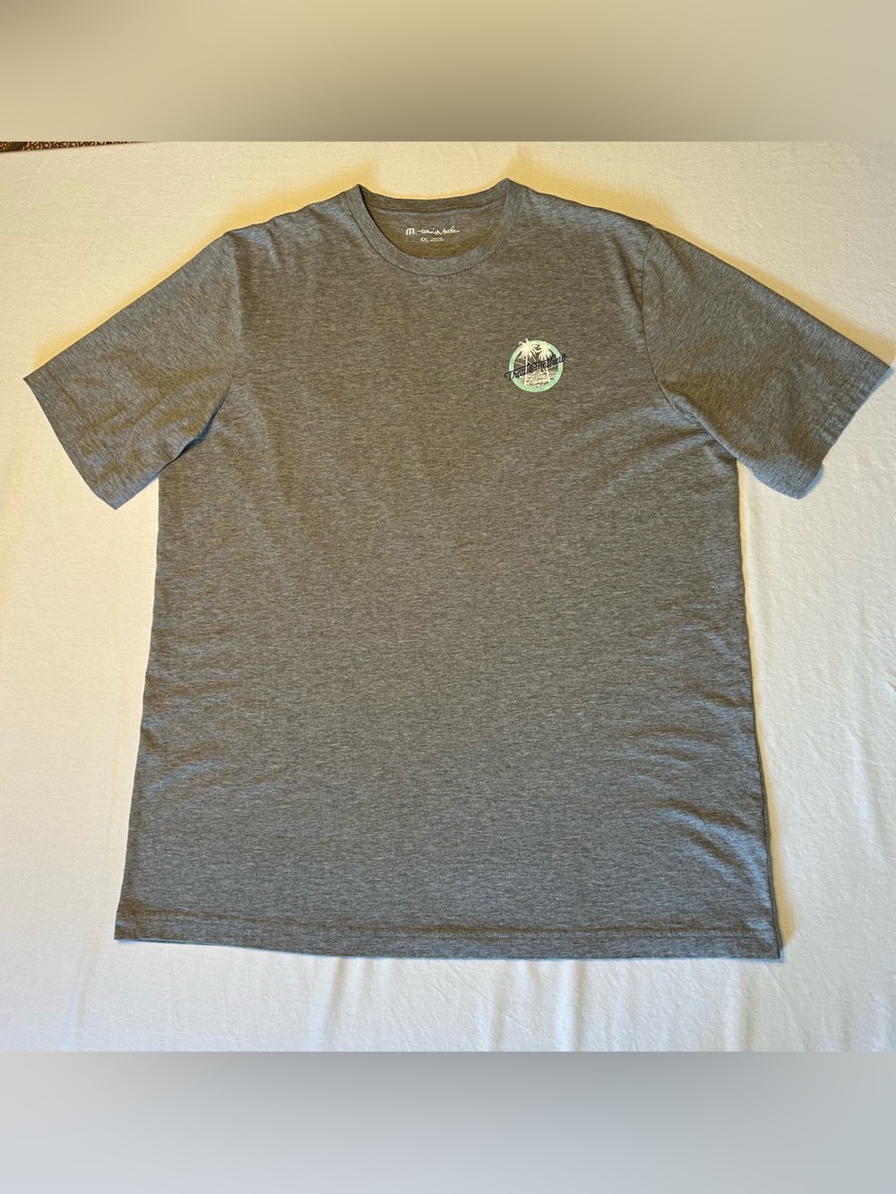Travis Mathew Heather Gray Short-Sleeve Tee with Mint Palm Graphic